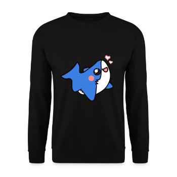 Süßer Hai Raubfisch Meerestier Meeresleben - Unisex Pullover - Schwarz - Vorne - Alina (178cm) & Michal (187cm)