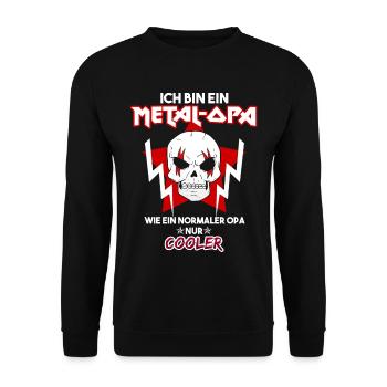 Metalopa Wie Ein Normaler Opa Cooler Metal Spruch - Unisex Pullover - Schwarz - Vorne - Alina (178cm) & Michal (187cm)