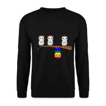 LGBT Owl - Unisex Pullover - Schwarz - Vorne - Alina (178cm) & Michal (187cm)