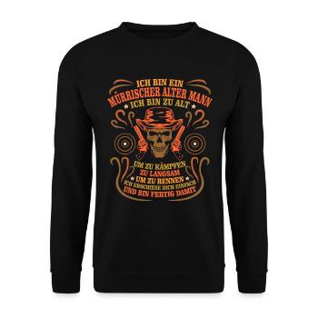 Ich Bin Ein Mürrischer Alter Mann Sportschütze - Unisex Pullover - Schwarz - Vorne - Alina (178cm) & Michal (187cm)