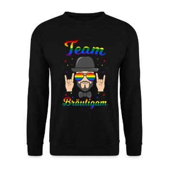 Team Bräutigam LGBT Gay Hochzeit Schwulen JGA - Unisex Pullover - Schwarz - Vorne - Alina (178cm) & Michal (187cm)