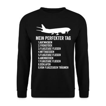Flugzeug Fliegen Urlaub - Unisex Pullover - Schwarz - Vorne - Alina (178cm) & Michal (187cm)