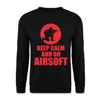 Stay calm and airsoft - Unisex Sweatshirt - black - Front - Alina (178cm) & Michal (187cm)
