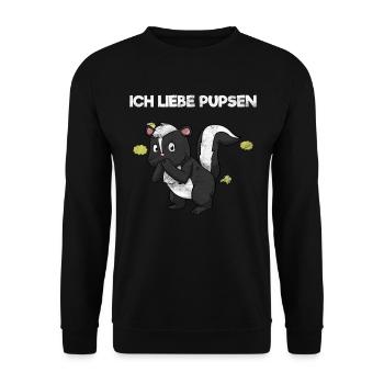 Ich Liebe Pupsen Stinktier Pups Furz Lustiges - Unisex Pullover - Schwarz - Vorne - Alina (178cm) & Michal (187cm)