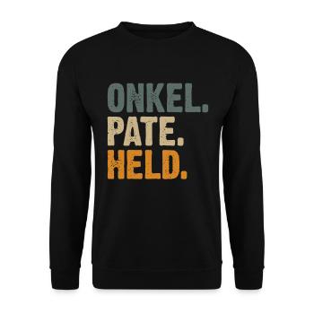 Onkel Pate Held - Unisex Pullover - Schwarz - Vorne - Alina (178cm) & Michal (187cm)