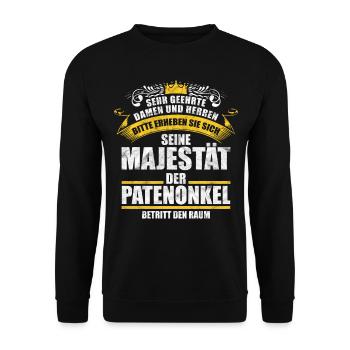 Patenonkel Taufe Taufgeschenk Geschenk - Unisex Pullover - Schwarz - Vorne - Alina (178cm) & Michal (187cm)