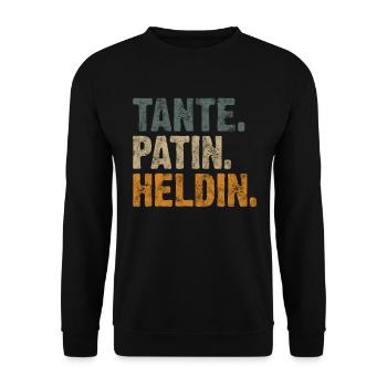 Tante Patin Heldin - Unisex Pullover - Schwarz - Vorne - Alina (178cm) & Michal (187cm)