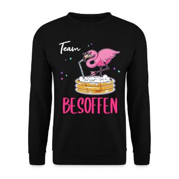 Team Besoffen Flamingo - Unisex Pullover - Schwarz - Vorne - Alina (178cm) & Michal (187cm)