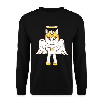 Unicorn Angel - Unisex Pullover - Schwarz - Vorne - Alina (178cm) & Michal (187cm)