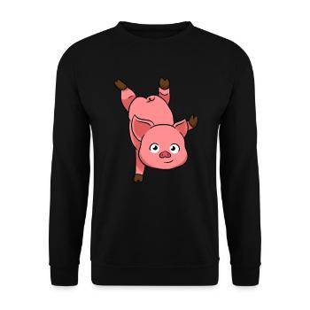 Pig Handstand - Unisex Pullover - Schwarz - Vorne - Alina (178cm) & Michal (187cm)