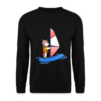 Windsurfing unicorn windsurf windsurfer - Unisex Sweatshirt - black - Front - Alina (178cm) & Michal (187cm)