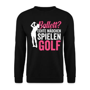 Golf Golferin - Unisex Pullover - Schwarz - Vorne - Alina (178cm) & Michal (187cm)