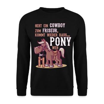 Cowboy Pony Pferd Friseur Witz lustiges Geschenk - Unisex Pullover - Schwarz - Vorne - Alina (178cm) & Michal (187cm)