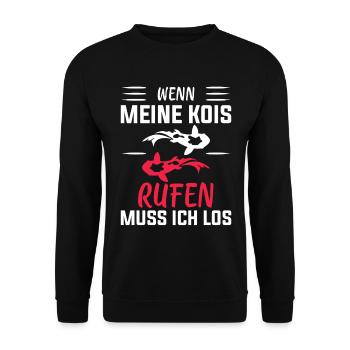 Koi Fisch Kois Geschenk - Unisex Pullover - Schwarz - Vorne - Alina (178cm) & Michal (187cm)
