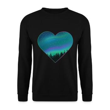 Northern Lights Aurora Midsummer Heart Gift - Sweat-shirt Unisexe - noir - Devant - Alina (178cm) & Michal (187cm)