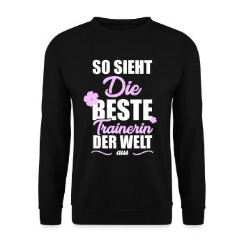 So sieht die beste Trainerin der Welt aus - Unisex Pullover - Schwarz - Vorne - Alina (178cm) & Michal (187cm)