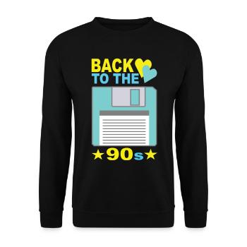 90s 90s fashion 90s party 90s - Sweat-shirt Unisexe - noir - Devant - Alina (178cm) & Michal (187cm)