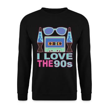 90er jahre 90er Patry 90er Mode 90er Outfit - Unisex Pullover - Schwarz - Vorne - Alina (178cm) & Michal (187cm)