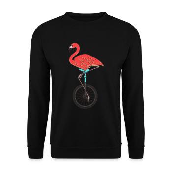Einrad, Einrad Flamingo - Unisex Pullover - Schwarz - Vorne - Alina (178cm) & Michal (187cm)