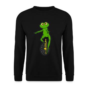 Einrad, Einrad Frosch - Unisex Pullover - Schwarz - Vorne - Alina (178cm) & Michal (187cm)