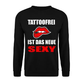 Tattoofrei das neue Sexy Geschenk - Unisex Pullover - Schwarz - Vorne - Alina (178cm) & Michal (187cm)