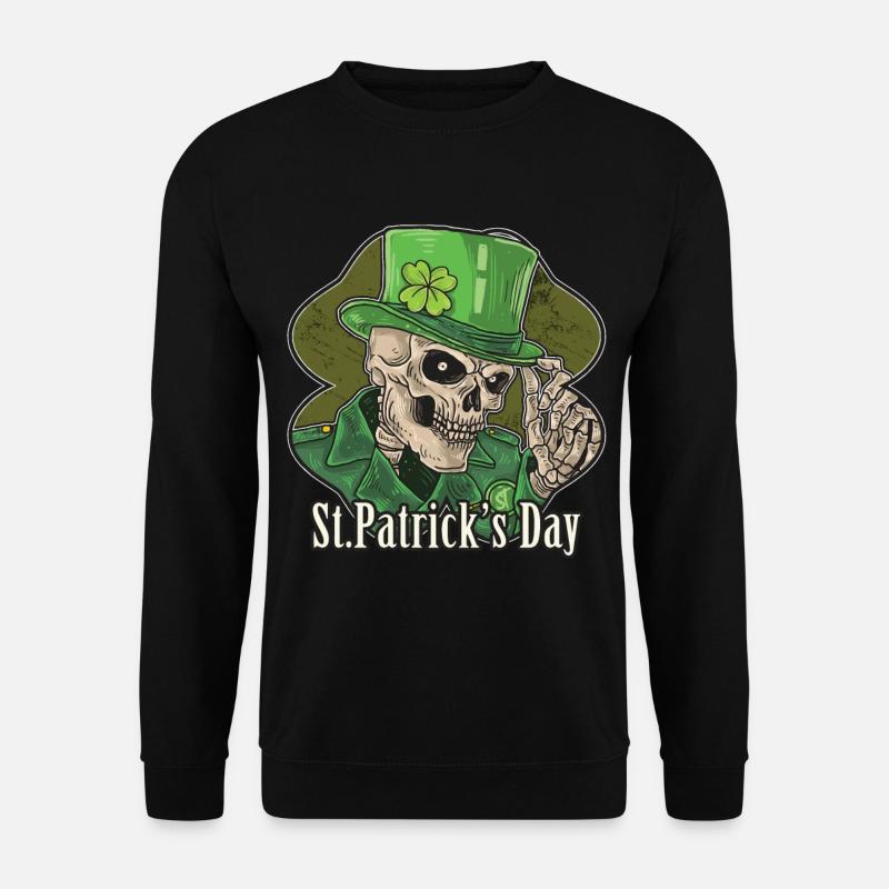 St Patricks Day of Dead Kleeblatt Totenkopf Kobold - Unisex Pullover - Schwarz