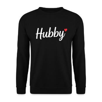 Hubby Mann Ehemann Paar Geschenk Geburtstag - Unisex Pullover - Schwarz - Vorne - Alina (178cm) & Michal (187cm)