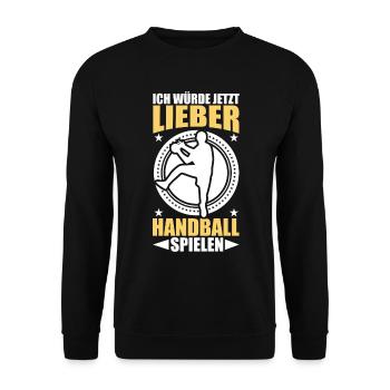 Handball Handballer Spruch - Unisex Pullover - Schwarz - Vorne - Alina (178cm) & Michal (187cm)