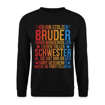 Vintage Bruder & Großer bruder und Schwester Stolz - Unisex Pullover - Schwarz - Vorne - Alina (178cm) & Michal (187cm)