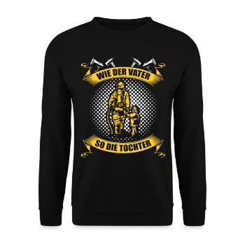 Feuerwehr Vater & Tochter Geschenkidee - Unisex Pullover - Schwarz - Vorne - Alina (178cm) & Michal (187cm)