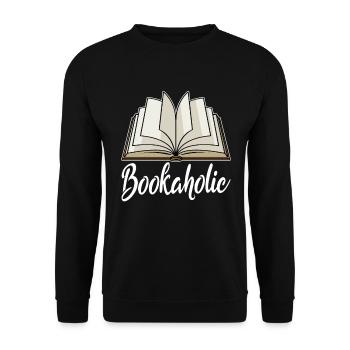 Bücher Bücherwurm Bibliothek Leseratte Geschenk - Unisex Pullover - Schwarz - Vorne - Alina (178cm) & Michal (187cm)