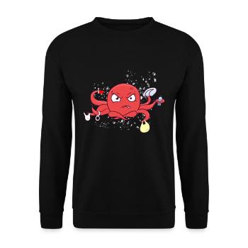 Pieuvre en plastique mer environnement de pollution en plastique - Sweat-shirt Unisexe - noir - Devant - Alina (178cm) & Michal (187cm)