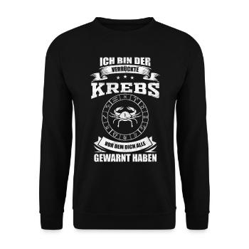 Lustiges Sternzeichen Krebs Geburtstag Geschenk - Unisex Pullover - Schwarz - Vorne - Alina (178cm) & Michal (187cm)
