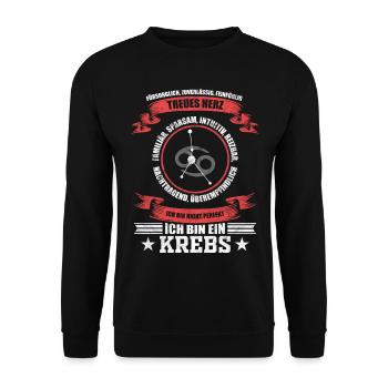 Lustiges Sternzeichen Krebs Sternbild Geschenk - Unisex Pullover - Schwarz - Vorne - Alina (178cm) & Michal (187cm)