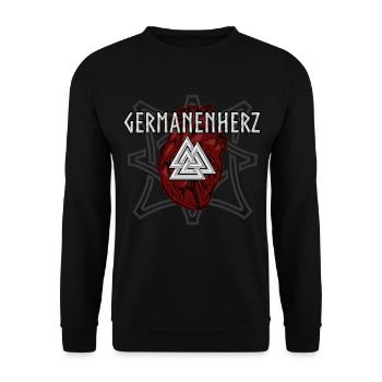 Wikinger Germanen Herz Kelten Nordisch Valknut - Unisex Pullover - Schwarz - Vorne - Alina (178cm) & Michal (187cm)