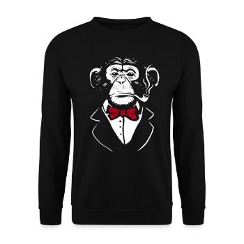 Funny monkey with a suit for monkeys & animal lovers - Unisex Sweatshirt - black - Front - Alina (178cm) & Michal (187cm)