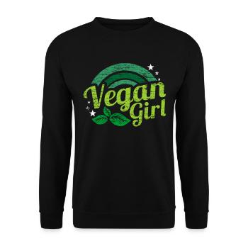Veganerin Geschenk - Unisex Pullover - Schwarz - Vorne - Alina (178cm) & Michal (187cm)