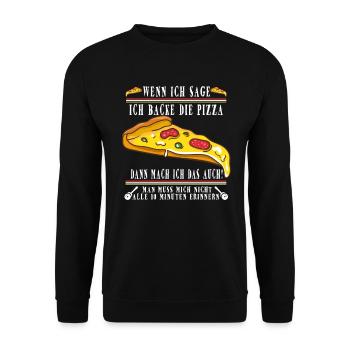 Lustiges Pizzabäcker Pizzakoch Italien Pizza Koch - Unisex Pullover - Schwarz - Vorne - Alina (178cm) & Michal (187cm)