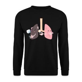 Funny smoke free non smoking lung gift - Unisex Sweatshirt - black - Front - Alina (178cm) & Michal (187cm)