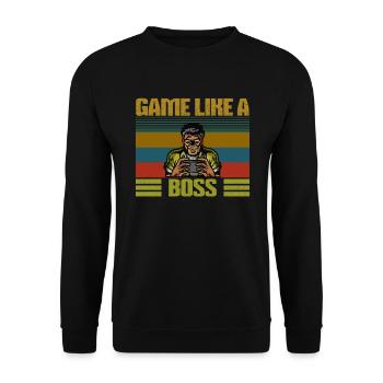 Game like a Boss retro vintage gaming design hobby - Unisex Sweatshirt - black - Front - Alina (178cm) & Michal (187cm)