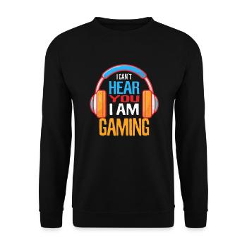 I´m Gaming kann nicht hören Zocker zocken Headset - Unisex Pullover - Schwarz - Vorne - Alina (178cm) & Michal (187cm)