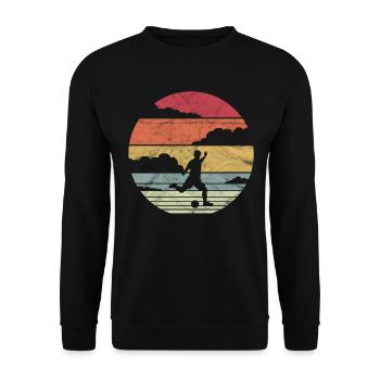 Fußballer Fußball Retro Vintage - Unisex Pullover - Schwarz - Vorne - Alina (178cm) & Michal (187cm)