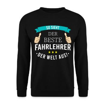 Lustige Fahrlehrer Fahrschullehrer Geschenk - Unisex Pullover - Schwarz - Vorne - Alina (178cm) & Michal (187cm)