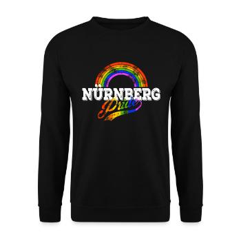 LGBT Nürnberg Gay Pride CSD Queer Regenbogen - Unisex Pullover - Schwarz - Vorne - Alina (178cm) & Michal (187cm)