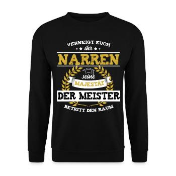 Meister Geschenk Lustig Meisterbrief Meisterprüfun - Unisex Pullover - Schwarz - Vorne - Alina (178cm) & Michal (187cm)