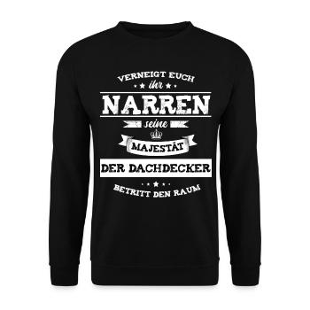 Herren Majestät Dachdecker Meister Lustiger Spruch - Unisex Pullover - Schwarz - Vorne - Alina (178cm) & Michal (187cm)