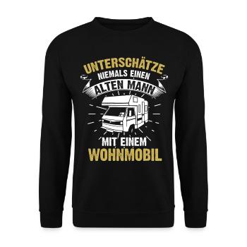 Lustiges Wohnmobil Camper Camping Caravan Rentner - Unisex Pullover - Schwarz - Vorne - Alina (178cm) & Michal (187cm)