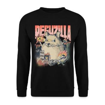 Funny DEGUZILLA | Octodon Degu Monster | Degus - Unisex Sweatshirt - black - Front - Alina (178cm) & Michal (187cm)