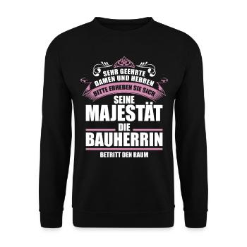 Lustiges Bauherrin Richtfest Geschenk - Unisex Pullover - Schwarz - Vorne - Alina (178cm) & Michal (187cm)