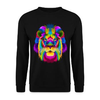 Lion lion head africa hipster abstract rainbow - Unisex Sweatshirt - black - Front - Alina (178cm) & Michal (187cm)